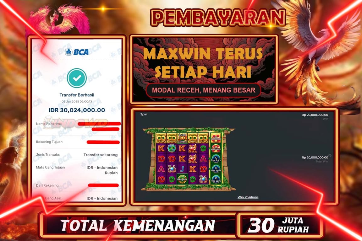 INDOWD JACKPOT SLOT FIREBIRD SPIRIT Rp.30.024.000,- LUNAS