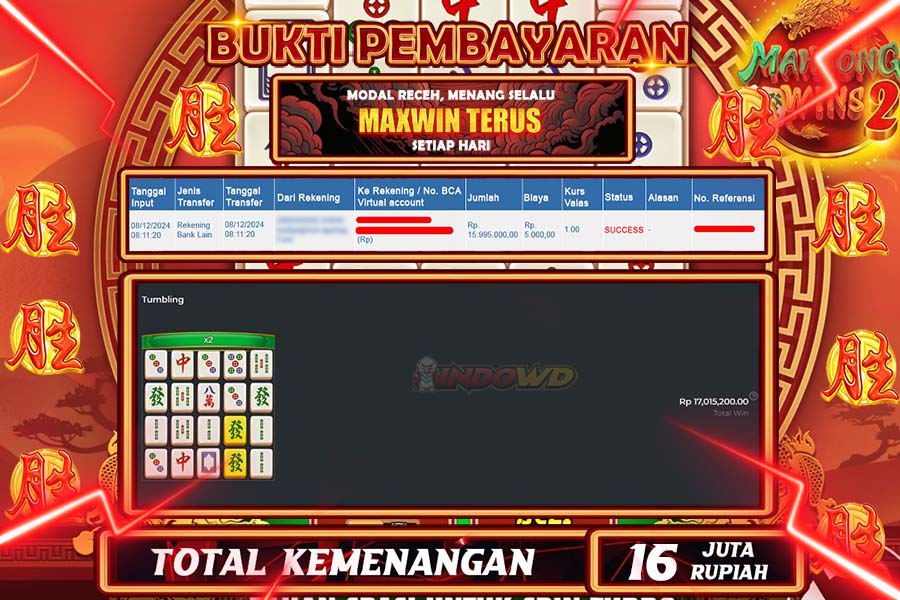 INDOWD JACKPOT SLOT MAHJONG WINS - BLACK SCATTER Rp.16.000.000,- LUNAS