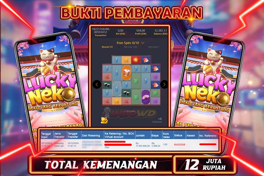 INDOWD JACKPOT SLOT LUCKY NEKO Rp.12.000.000,- LUNAS