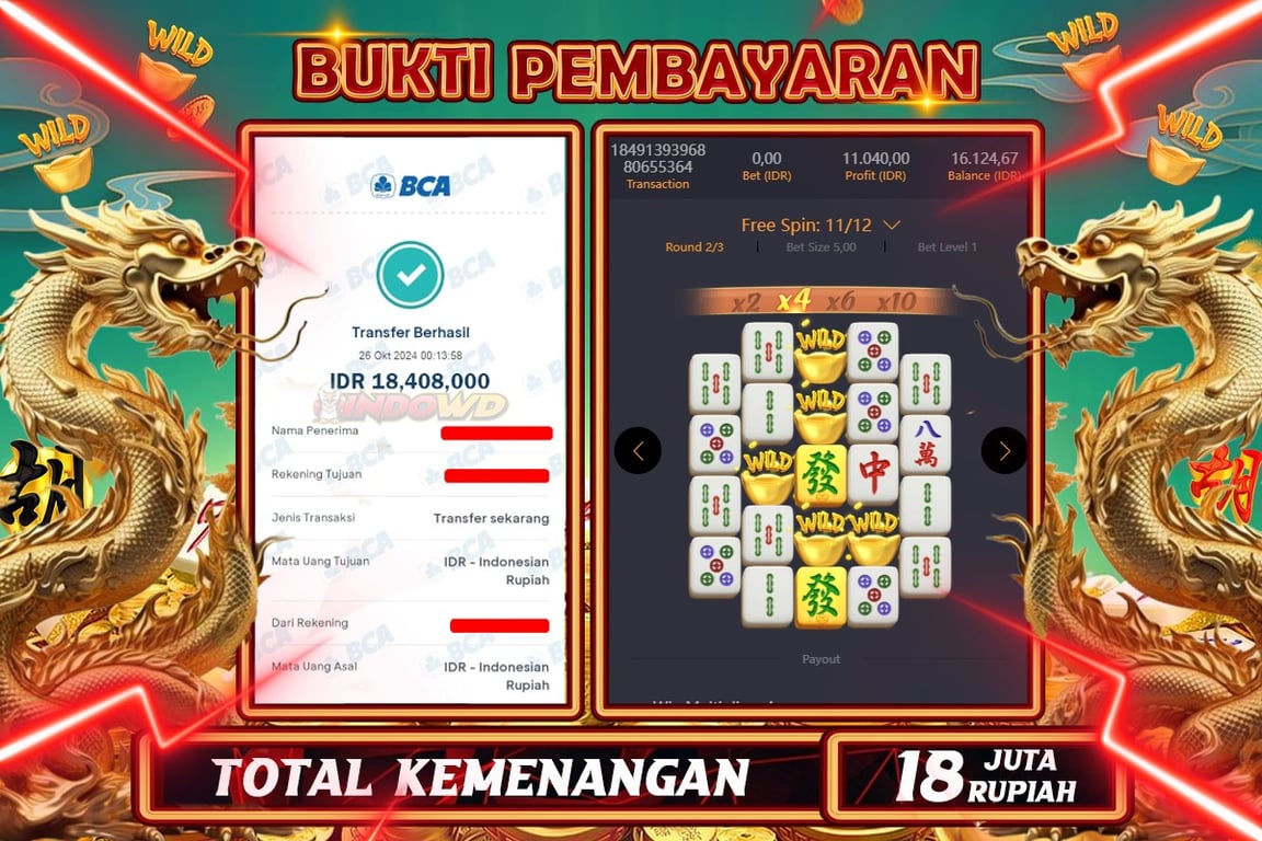 INDOWD JACKPOT SLOT MAHJONG WAYS 2 Rp.18.408.000,- LUNAS