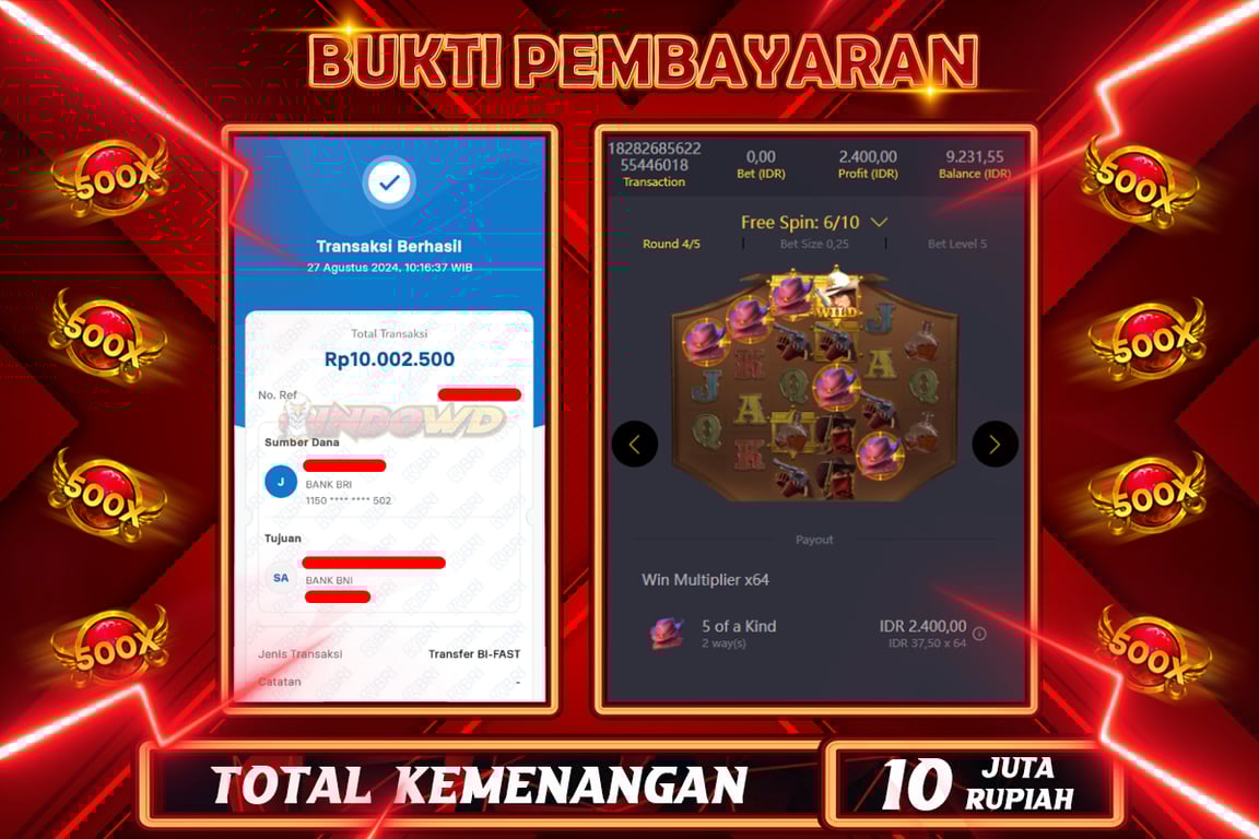INDOWD JACKPOT SLOT WILD BOUNTY SHOWDOWN Rp.10.000.000,- LUNAS
