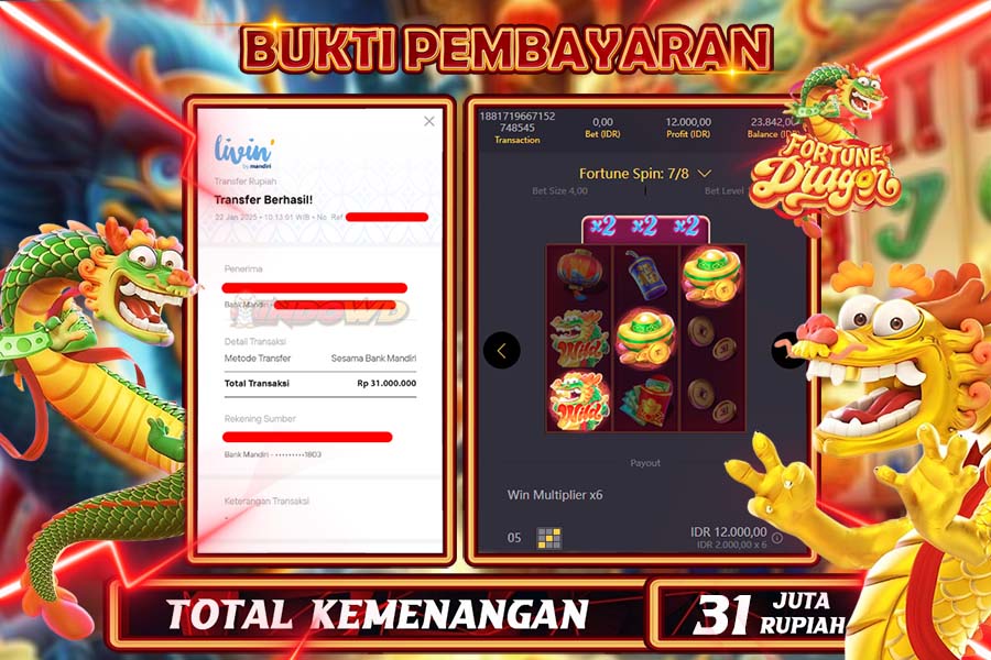 INDOWD JACKPOT SLOT FORTUNE DRAGON Rp31.000.000,- LUNAS