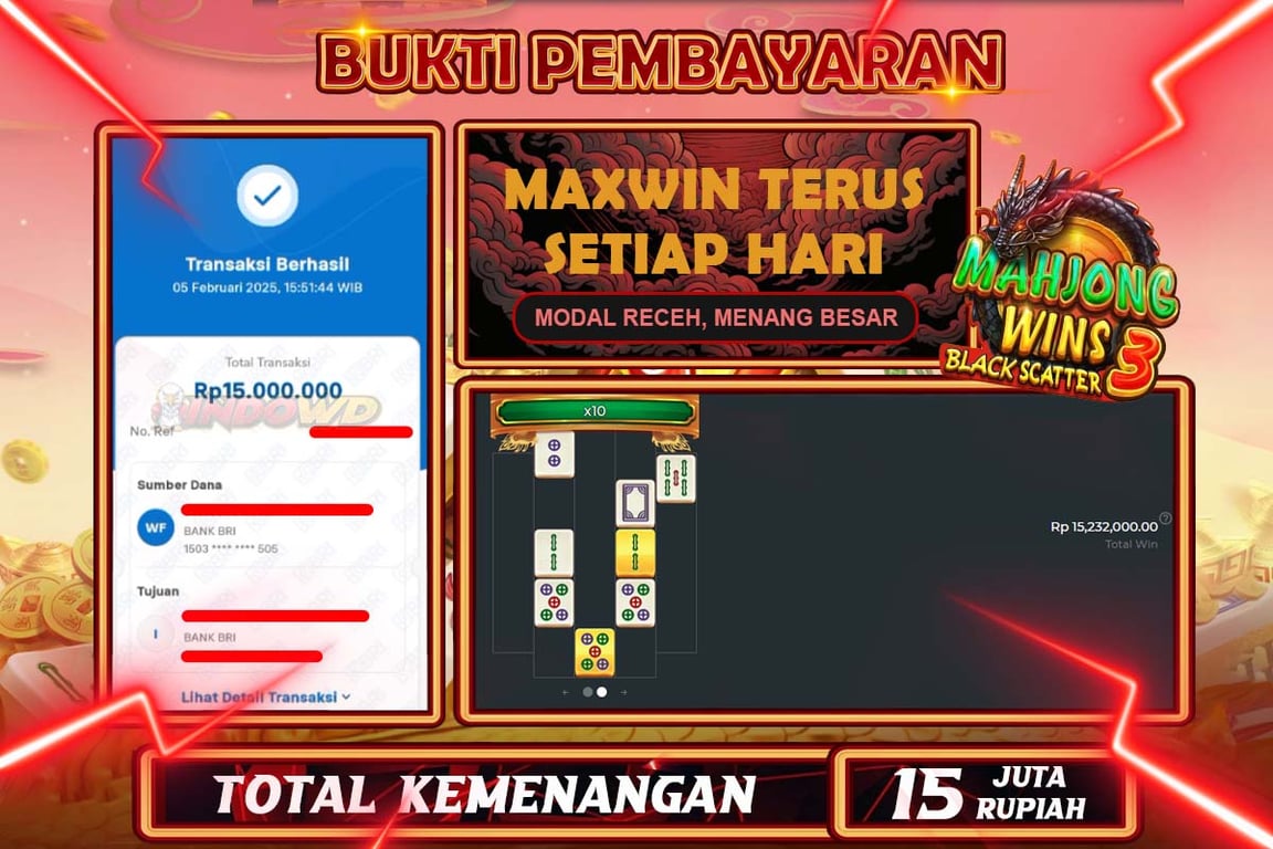INDOWD JACKPOT SLOT MAHJONG WINS 2 Rp15.000.000,- LUNAS