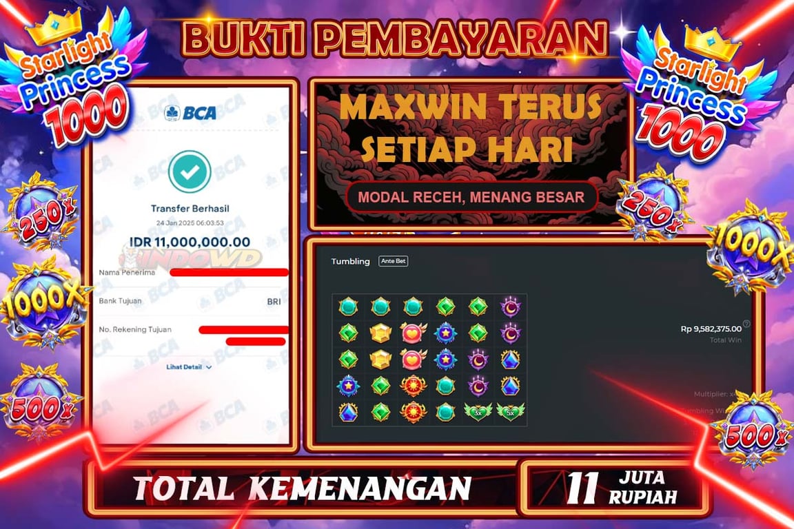 INDOWD JACKPOT SLOT STARLIGHT PRINCES 1000 Rp11.000.000,- LUNAS