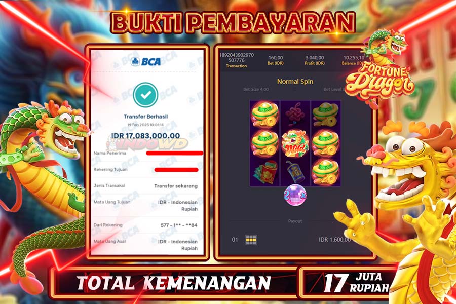 INDOWD JACKPOT SLOT FORTUNE DRAGON Rp.17.083.000,- LUNAS