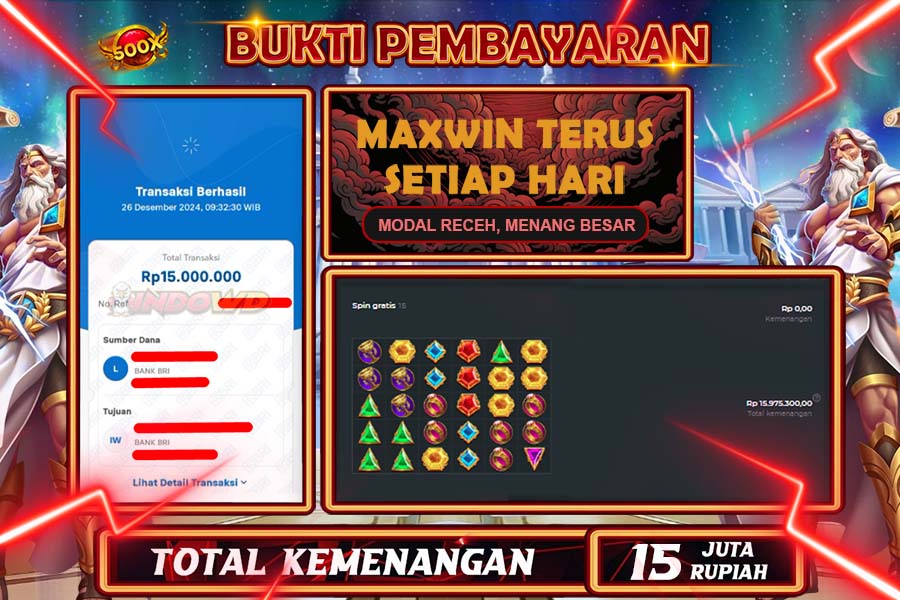 INDOWD JACKPOT SLOT GATES OF OLYMPUS 1000 Rp15.000.000,- LUNAS