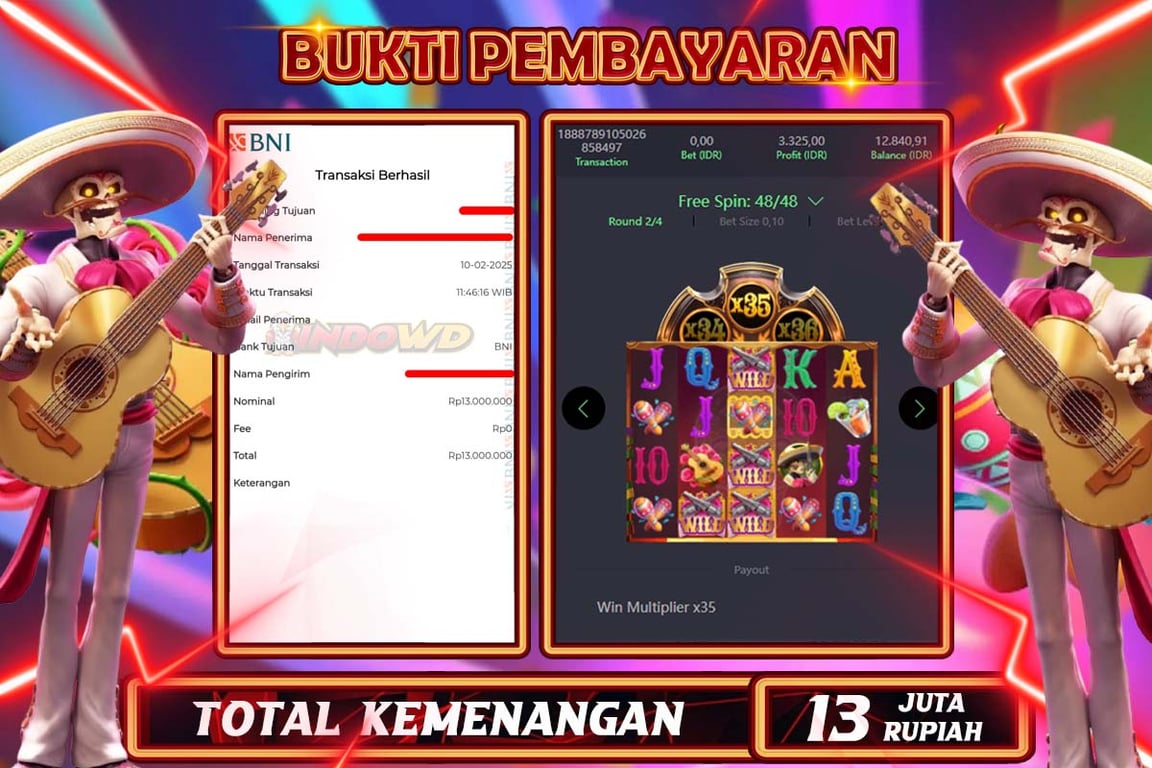 INDOWD JACKPOT SLOT WILD BANDITO Rp13.000.000,- LUNAS