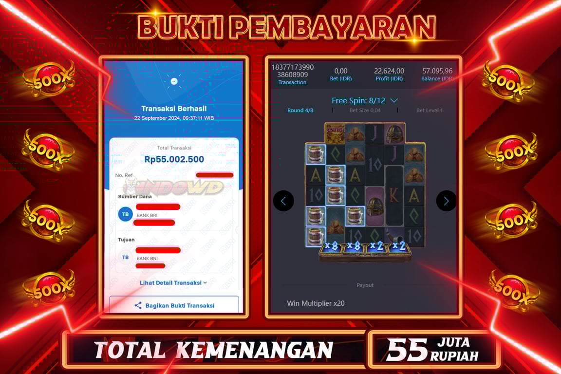 INDOWD JACKPOT SLOT ASGARDAN RISING Rp.55.000.000,- LUNAS