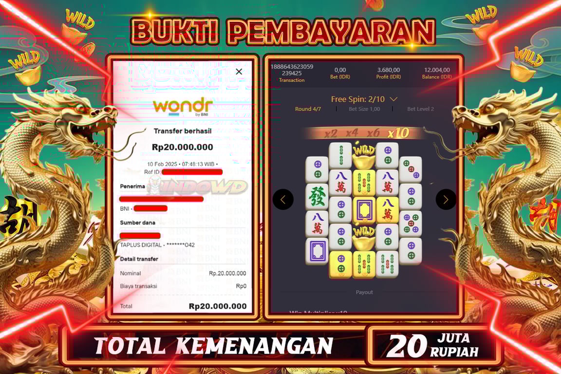 INDOWD JACKPOT SLOT MAHJONG WAYS 2 Rp20.000.000,- LUNAS