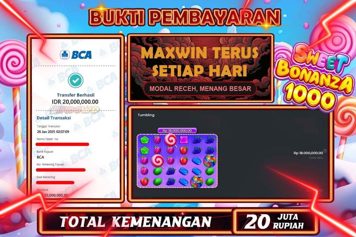 INDOWD JACKPOT SLOT SWEET BONANZA 1000 Rp20.000.000,- LUNAS