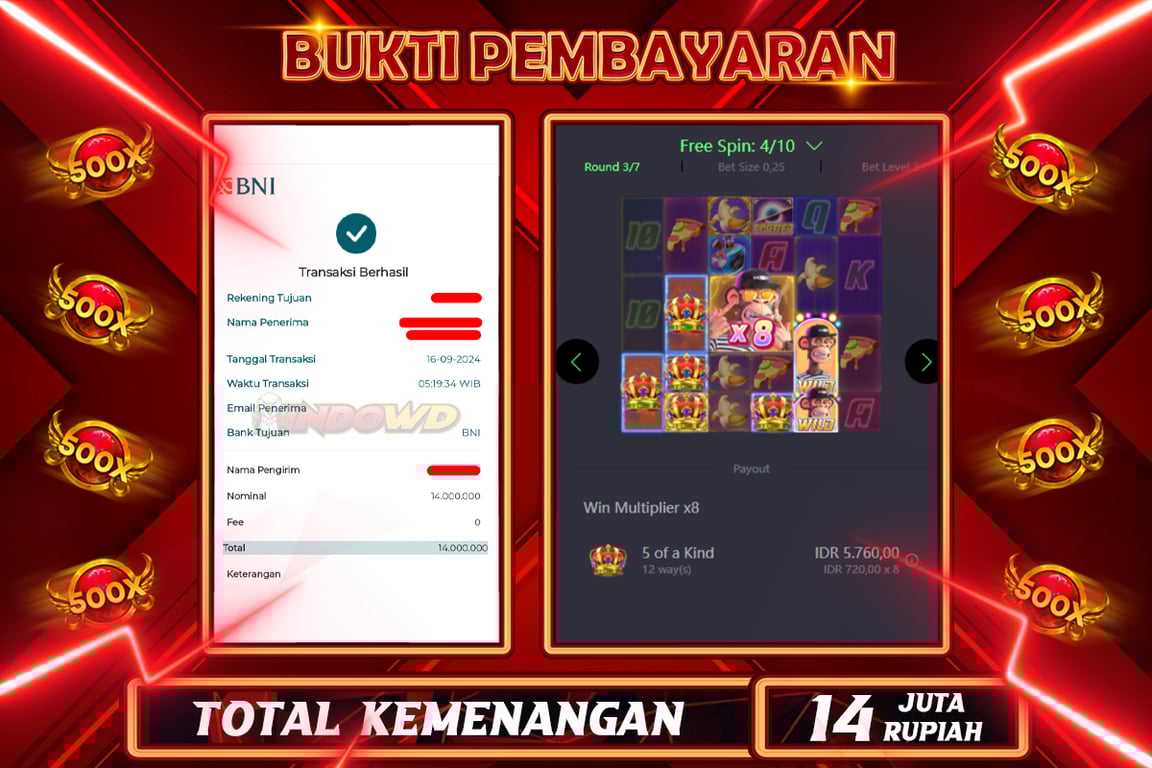 INDOWD JACKPOT SLOT WILD APE Rp.14.000.000,- LUNAS