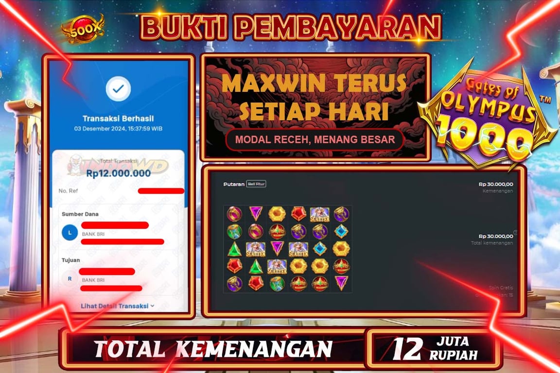 INDOWD JACKPOT SLOT GATES OF OLYMPUS 1000 Rp12.000.000,- LUNAS