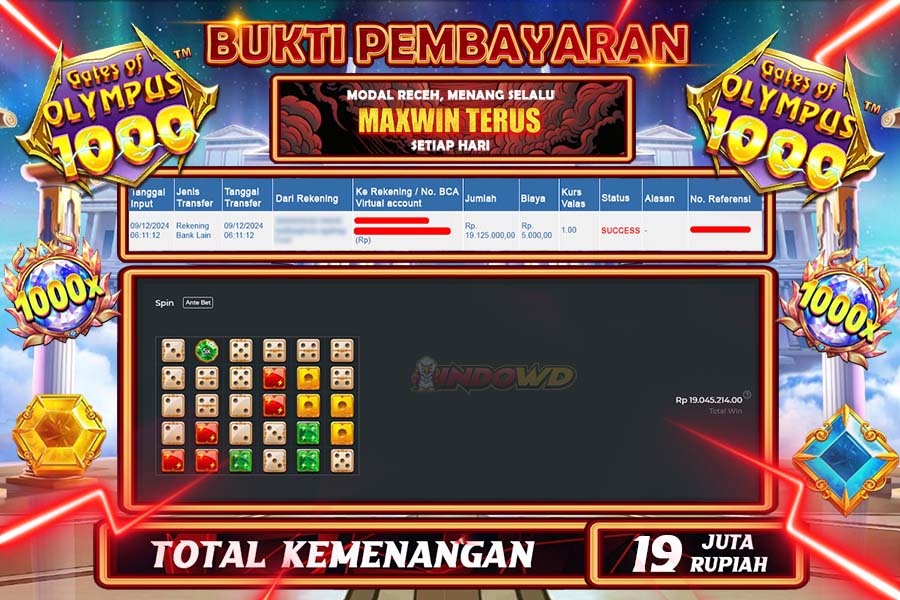 INDOWD JACKPOT SLOT GATES OF OLYMPUS DICE Rp.19.130.000,- LUNAS