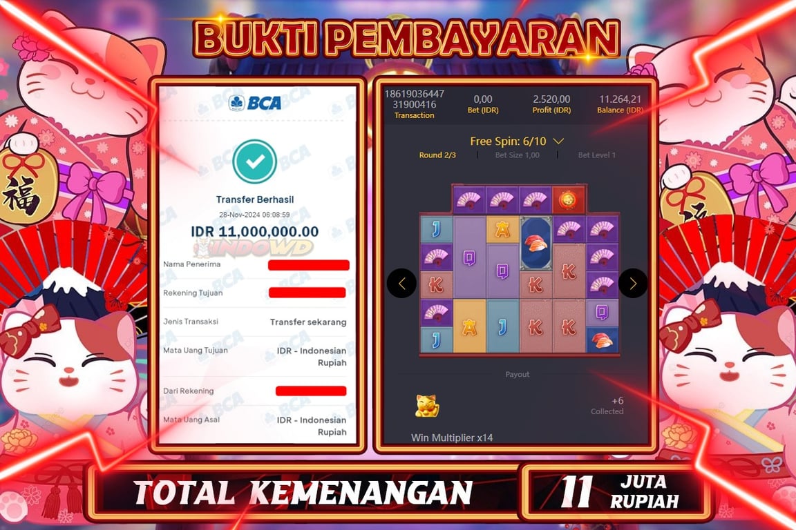 INDOWD JACKPOT SLOT LUCKY NEKO Rp.11.000.000,- LUNAS