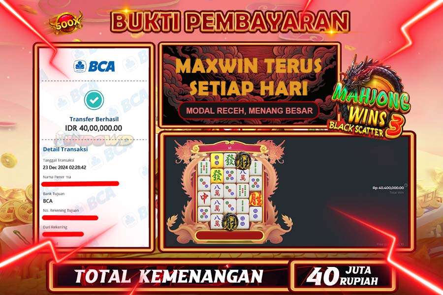 INDOWD JACKPOT LIVE GAMES SLOT SLOT MAHJONG WINS  3 BLACK SCATTER Rp.40.000.000,- LUNAS
