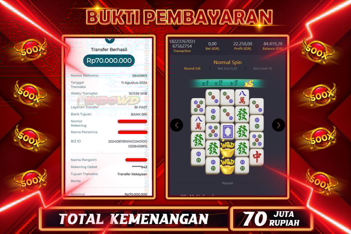 INDOWD JACKPOT SLOT MAHJONG WAYS 2 Rp.70.000.000,- LUNAS