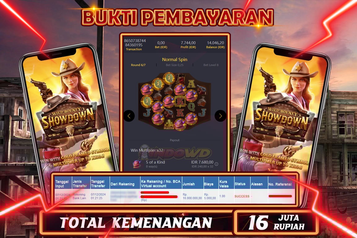 INDOWD JACKPOT SLOT WILD BOUNTY  Rp.16.000.000,- LUNAS