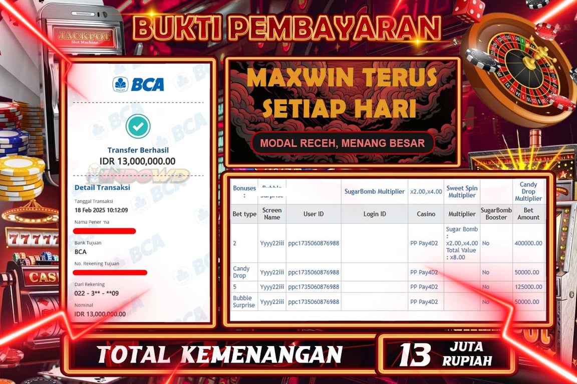 INDOWD JACKPOT BACCARAT Rp.13.000.000,- LUNAS