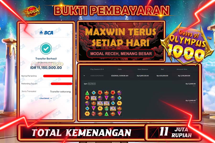 INDOWD JACKPOT SLOT GATES OF OLYMPUS 1000 Rp11.150.000,- LUNAS