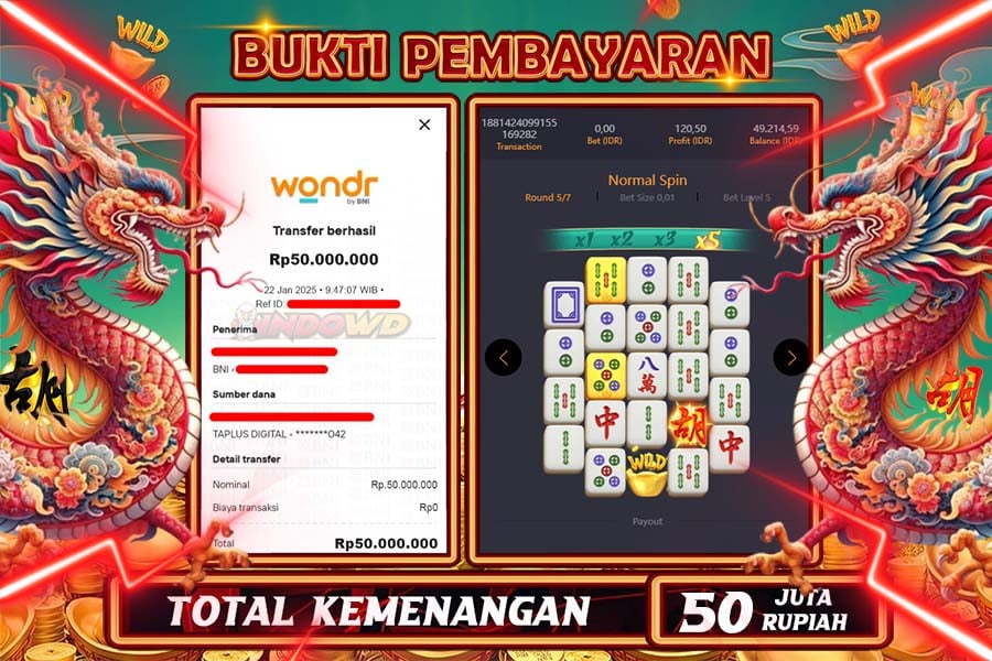 INDOWD JACKPOT SLOT MAHJONG WAYS 2 Rp50.000.000,- LUNAS