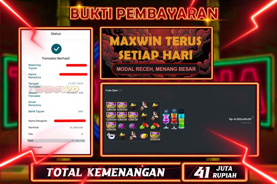 INDOWD JACKPOT SLOT CLUB TROPICANA   Rp.41.000.000,- LUNAS