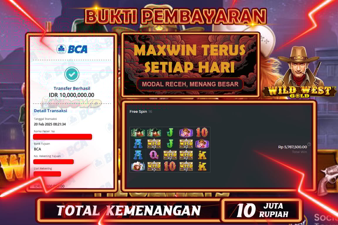 INDOWD JACKPOT SLOT WILD WEST GOLD Rp10.000.000,- LUNAS