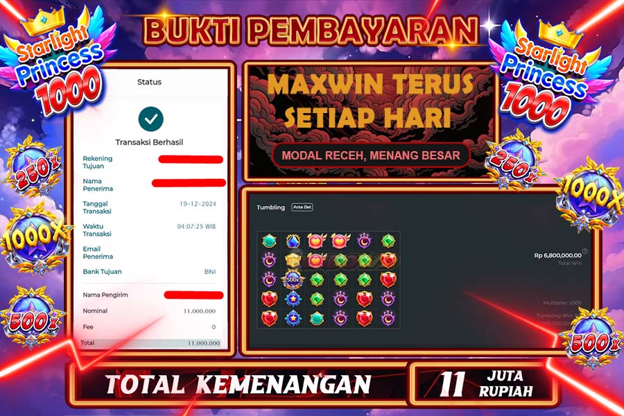 INDOWD JACKPOT LIVE GAMES  SLOT STARLIGHT PRINCESS 1000 Rp.11.000.000,- LUNAS