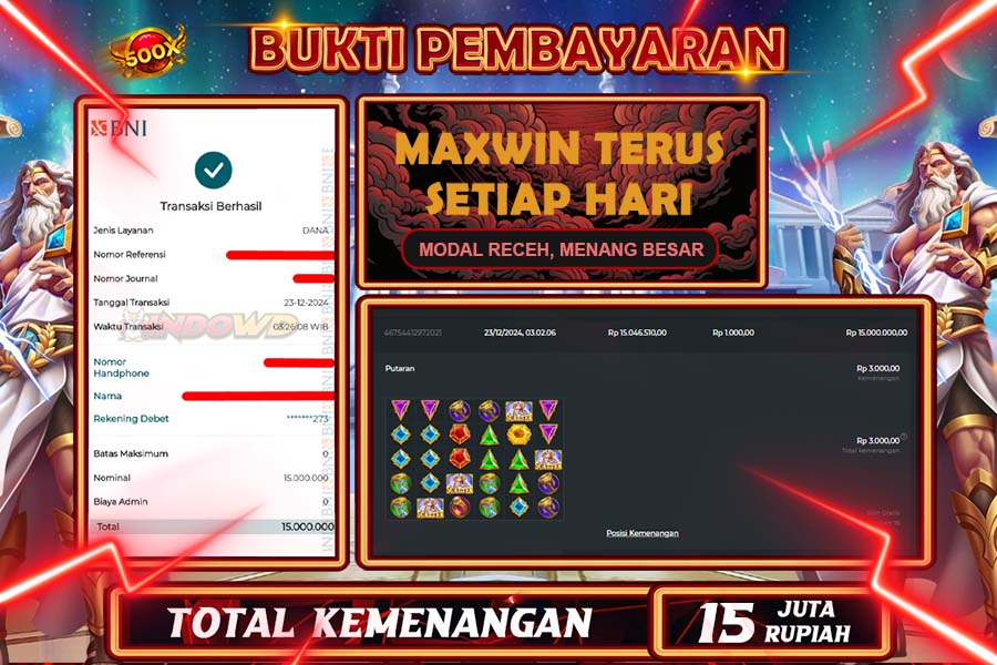 INDOWD JACKPOT LIVE GAMES SLOT GATES OF OLYMPUS 1000 Rp.15.000.000,- LUNAS