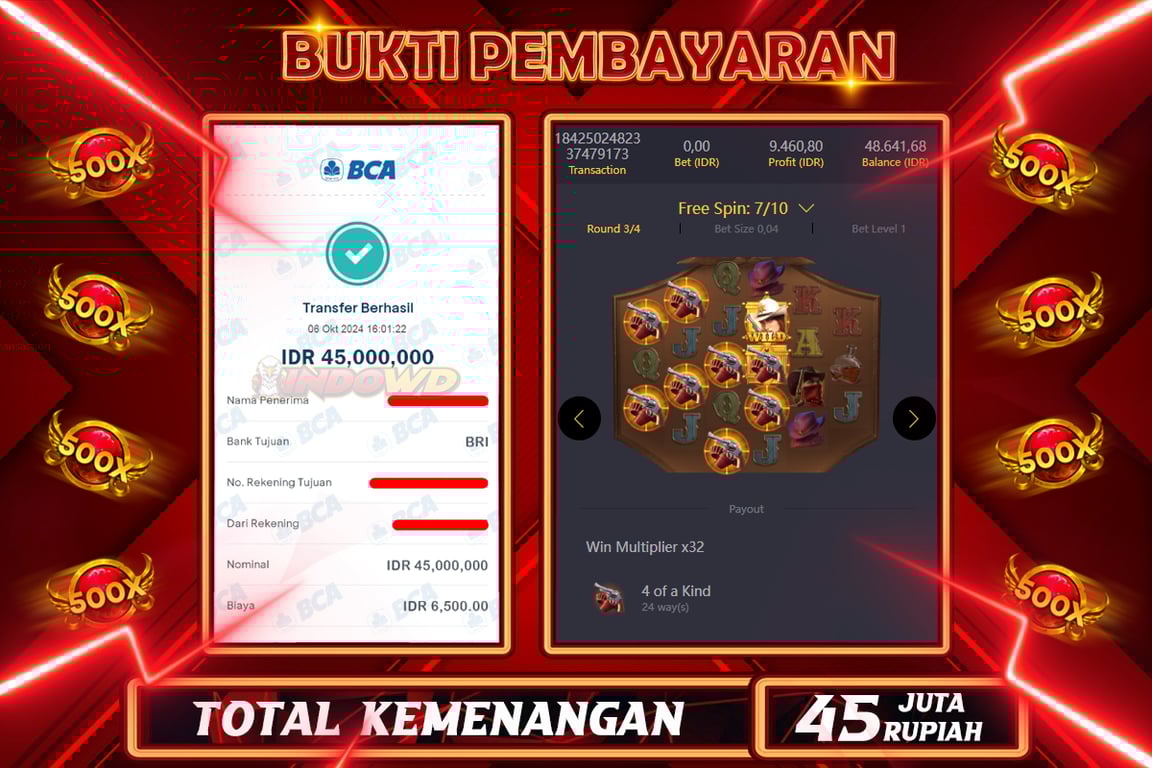 INDOWD JACKPOT SLOT WILD BOUNTY SHOWDOWN Rp.45.000.000,- LUNAS
