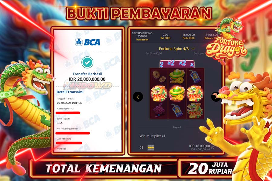 INDOWD JACKPOT SLOT FORTUNE DRAGON Rp 20.000.000,- LUNAS