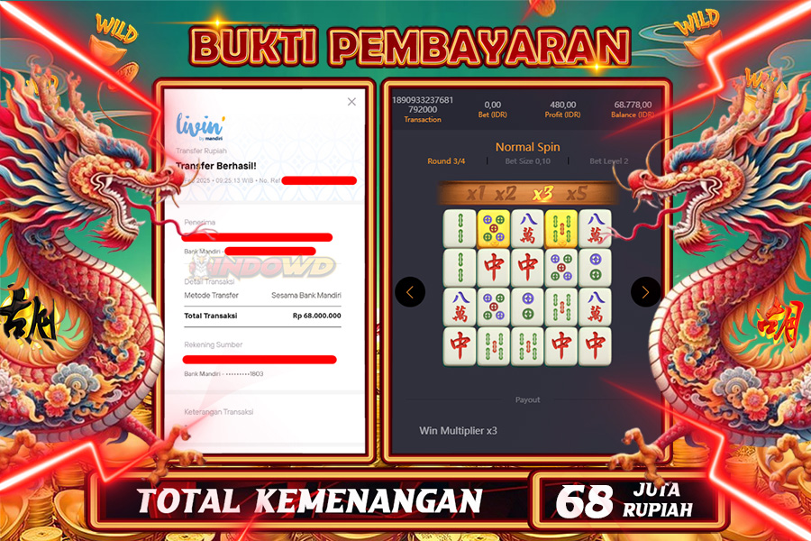 INDOWD JACKPOT SLOT MAHJONG WAYS 2 Rp.68.000.000,- LUNAS