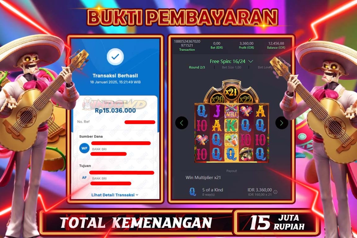 INDOWD JACKPOT SLOT WILD BANDITO Rp15.036.000,- LUNAS