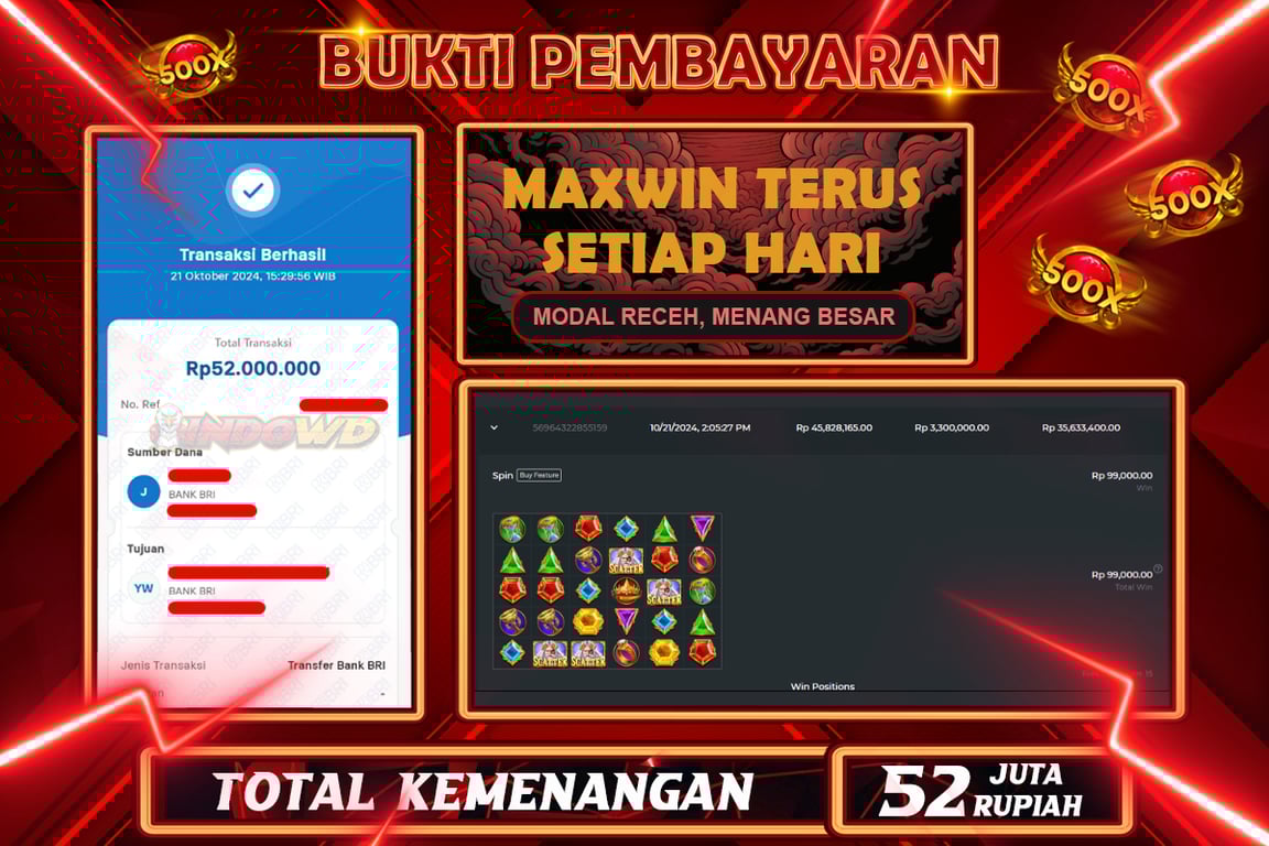 INDOWD JACKPOT SLOT GATES OF OLYMPUS 1000 Rp.52.000.000,- LUNAS