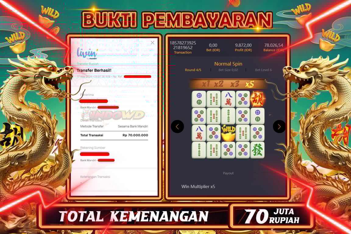 INDOWD JACKPOT SLOT MAHJONG WAYS 2 Rp.70.000.000,- LUNAS