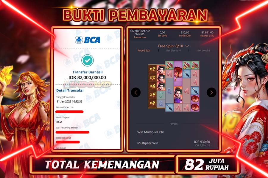 INDOWD JACKPOT SLOT GEISHA S REVENGE 1 Rp 82.000.000,- LUNAS