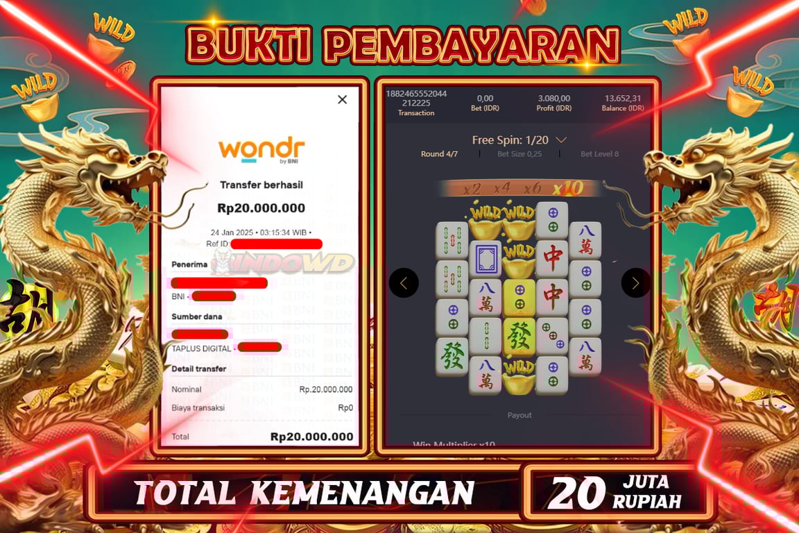 INDOWD JACKPOT SLOT MAHJONG WAYS 2 Rp20.000.000,- LUNAS