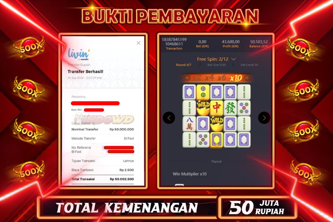 INDOWD JACKPOT SLOT MAHJONG WAYS 2 Rp.50.000.000,- LUNAS