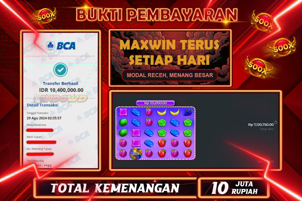 INDOWD JACKPOT SLOT SWEET BONANZA 1000 Rp.10.400.000,- LUNAS