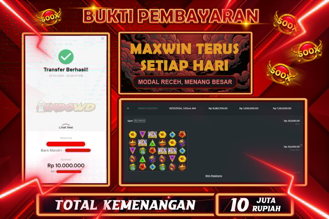 INDOWD JACKPOT SLOT GATES OF OLYMPUS 1000 Rp.10.000.000,- LUNAS