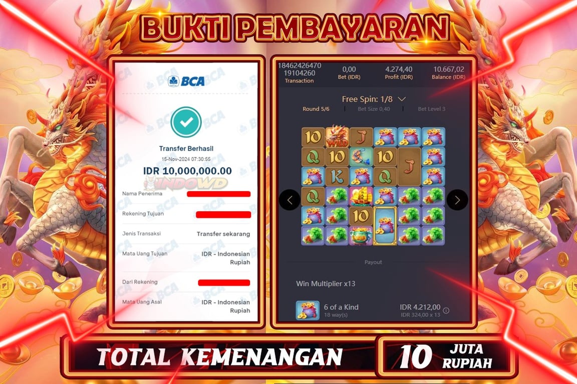 INDOWD JACKPOT SLOT QILINS WAYS Rp.10.000.000,- LUNAS