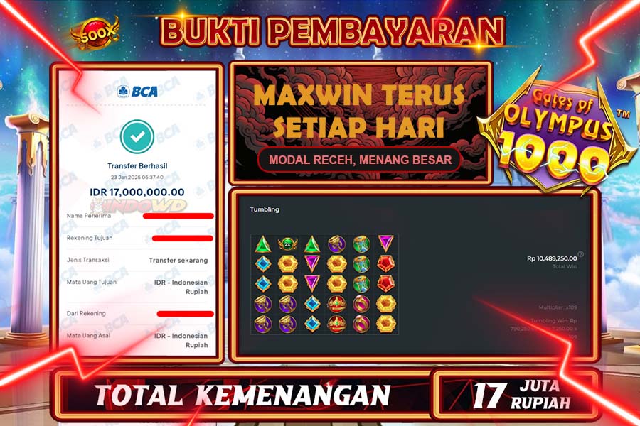 INDOWD JACKPOT SLOT GATES OF OLYMPUS 1000 Rp17.000.000,- LUNAS
