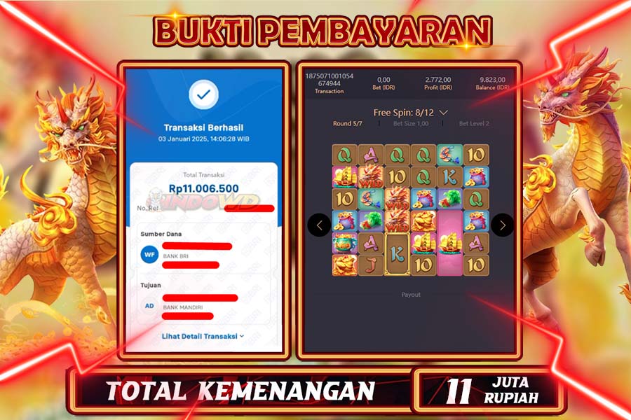 INDOWD JACKPOT SLOT WAYS OF THE QILIN Rp.11.000.000,- LUNAS