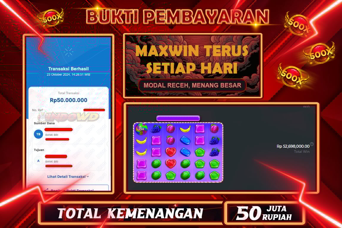 INDOWD JACKPOT SLOT SWEET BONANZA 1000 Rp.50.000.000,- LUNAS