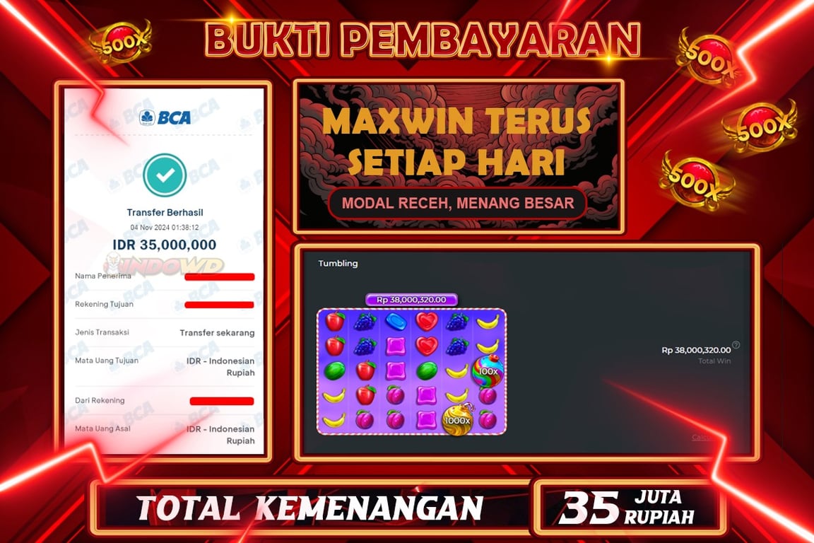 INDOWD JACKPOT SLOT SWEET BONANZA 1000 Rp.35.000.000,- LUNAS