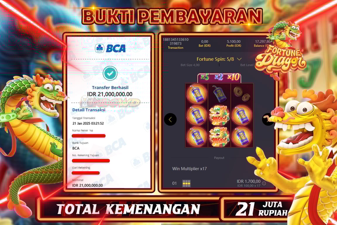 INDOWD JACKPOT SLOT FORTUNE DRAGON Rp21.000.000,- LUNAS