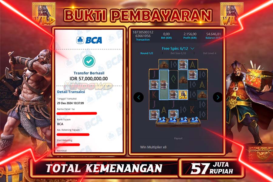 INDOWD JACKPOT SLOT ASGARDIAN RISING Rp57.000.000,- LUNAS