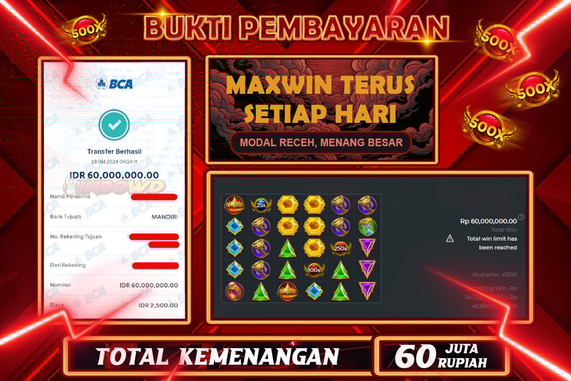 INDOWD JACKPOT SLOT GATES OF OLYMPUS 1000 Rp.60.000.000,- LUNAS