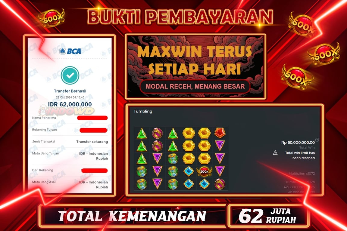 INDOWD JACKPOT SLOT GATES OF OLYMPUS 1000 Rp.62.000.000,- LUNAS