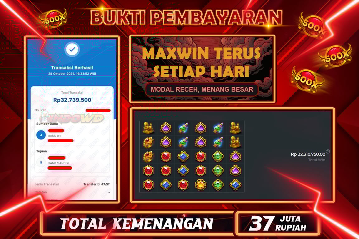 INDOWD JACKPOT SLOT GATOT KACA 1000 Rp.37.737.000,- LUNAS