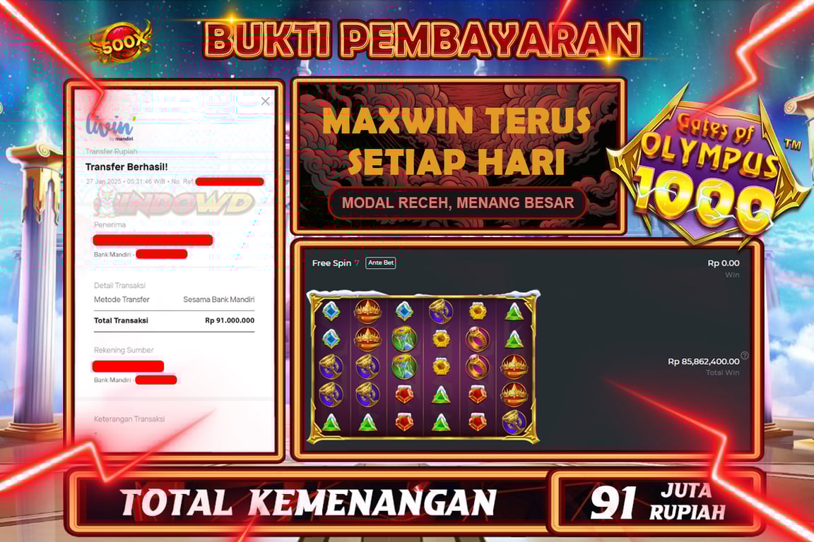 INDOWD JACKPOT SLOT GATES OF OLYMPUS X MAS Rp91.000.000,- LUNAS